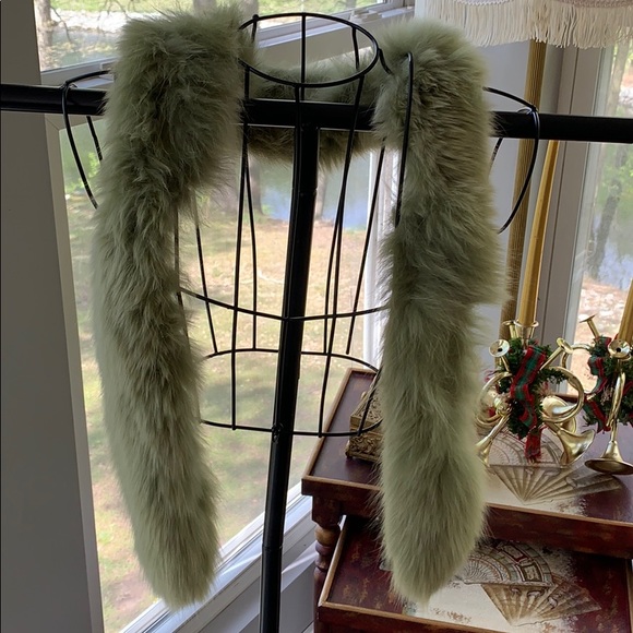 Vintage Leather & Fur Trench Coat with Scarf - Picture 6 of 8